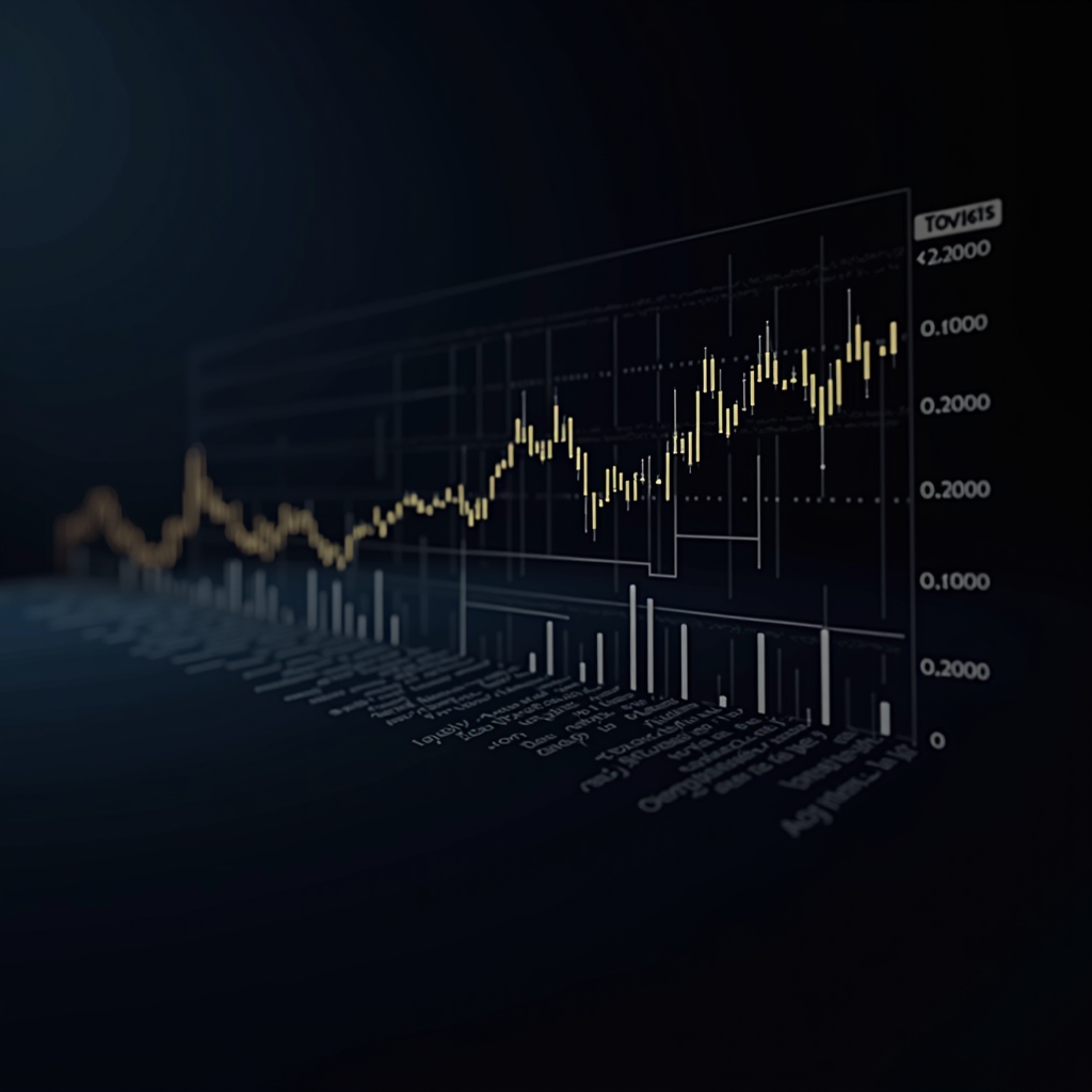 Moderne Darstellung der deutschen Wirtschaftslage 2026 mit Grafiken zu Wirtschaftswachstum, Zinsentwicklung und Investitionstrends, professionelle Finanzvisualisierung mit Diagrammen und Kennzahlen auf dunklem Hintergrund